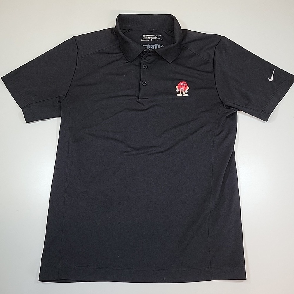Nike M‎ & Ms golf polo Size S Black Embroidered Red M&M Short Sleeves
